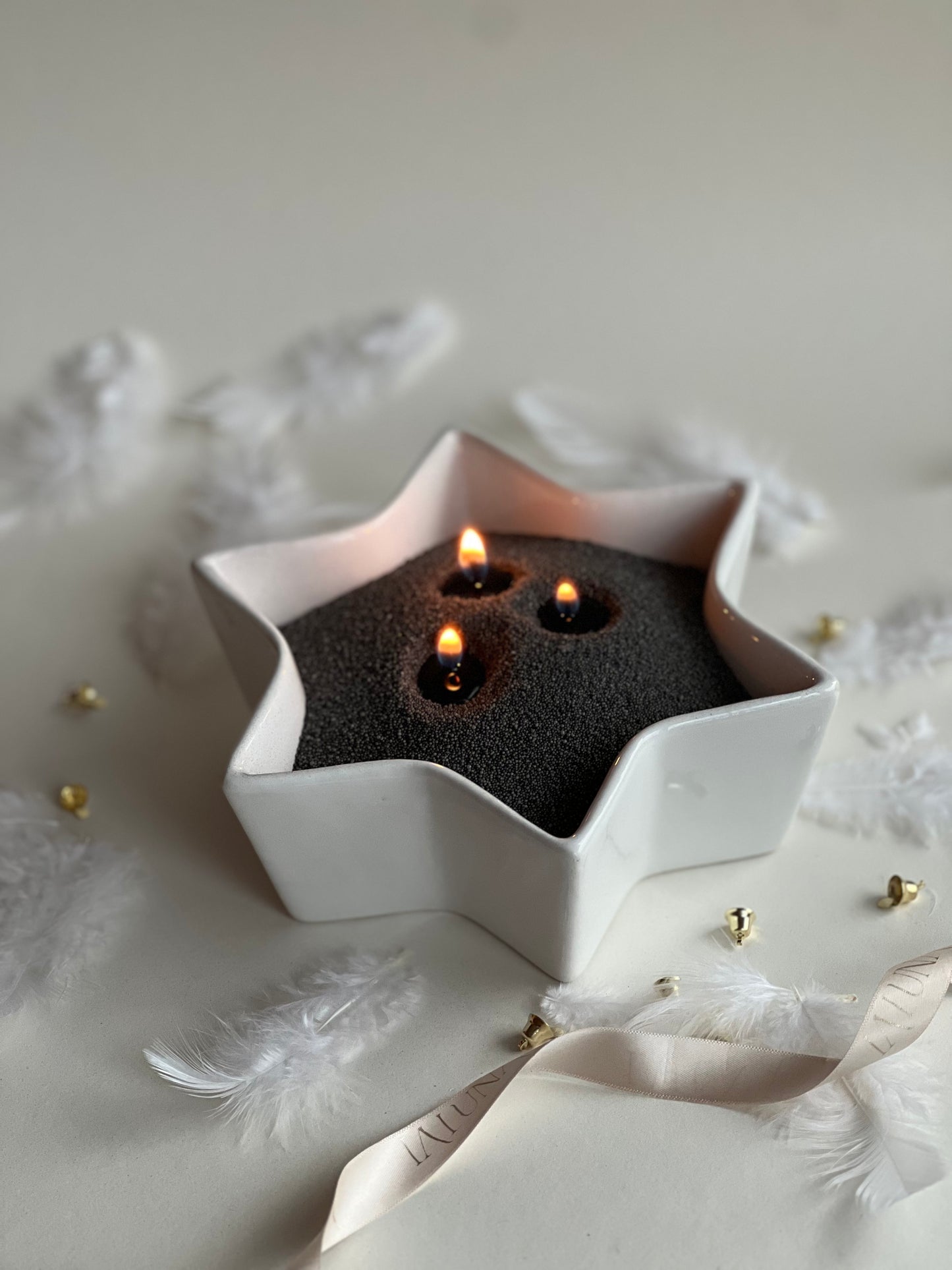 PearlCandle - Set cadou Crăciun ceara perlata pentru lumânări cu recipient in forma de stea