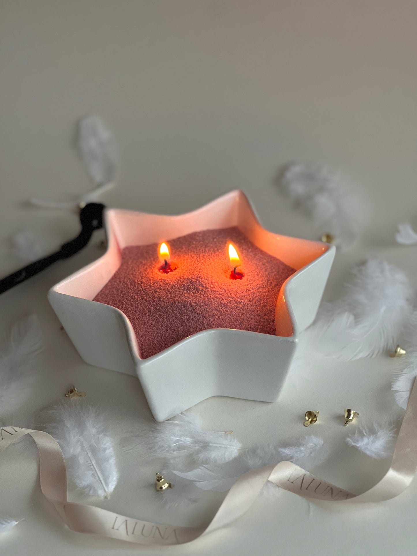 PearlCandle - Set cadou Crăciun ceara perlata pentru lumânări cu recipient in forma de stea