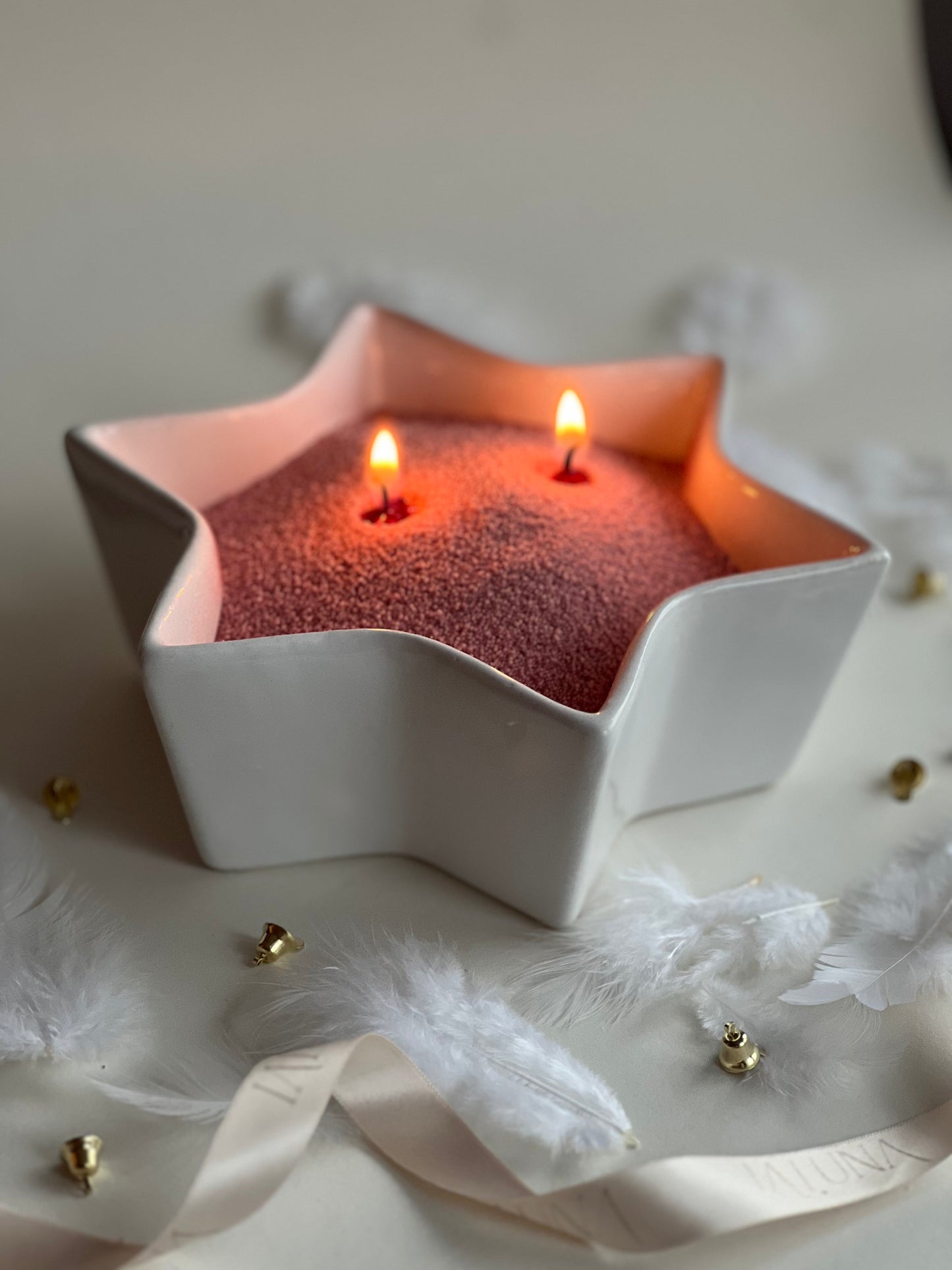 PearlCandle - Set cadou Crăciun ceara perlata pentru lumânări cu recipient in forma de stea