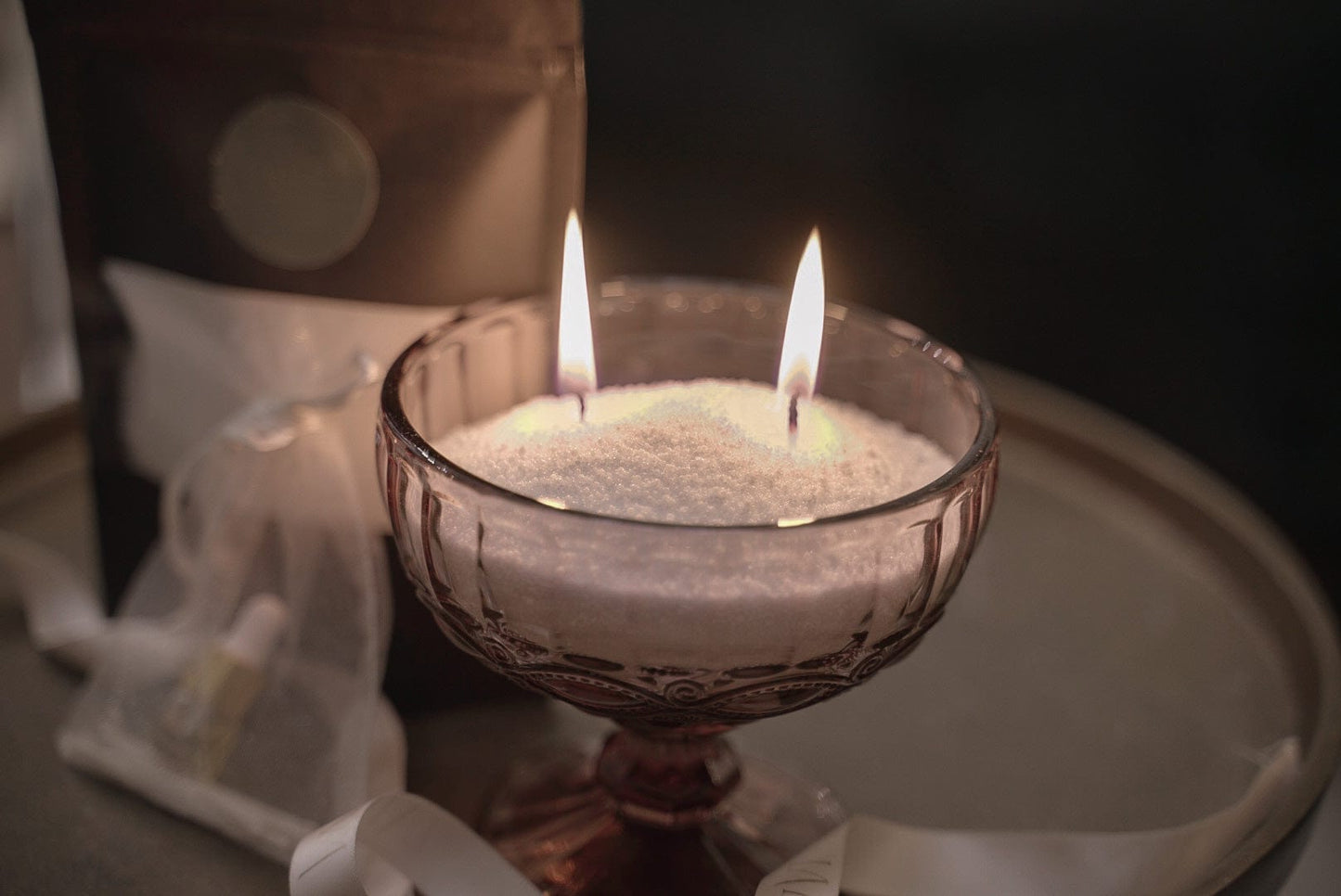 PearlCandle Set de lumânare pudră perlată in recipient